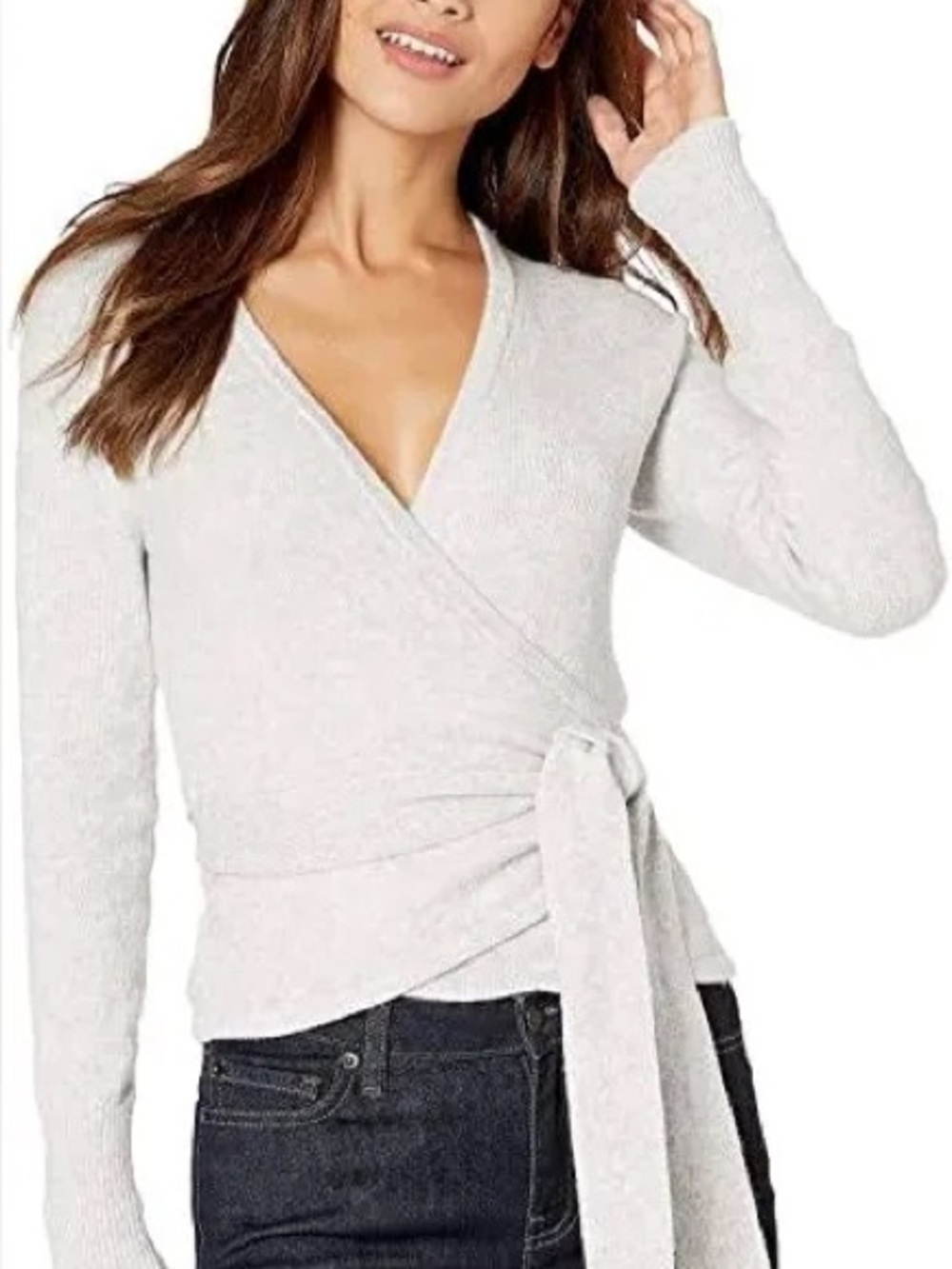 BCBGMaxAzria Ribbed Knit Long Sleeve Ballerina Grey Sweater | XS